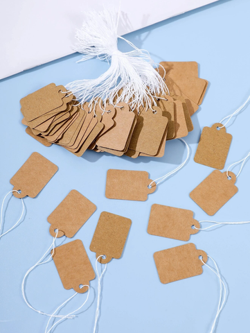 Tuoteripustinlappu narulla ruskea 100 kpl