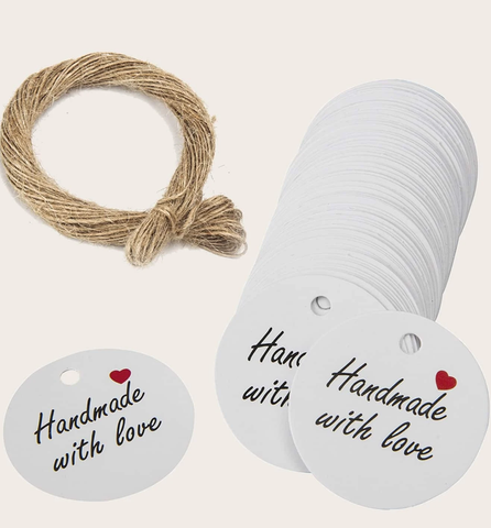 Tuotelappu käsin valmistettu 100kpl manilla narulla