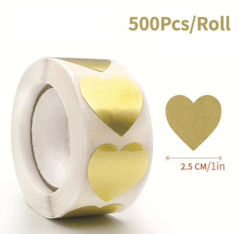 Kulta sydän tarroja 500kpl