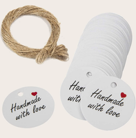 Tuotelappuja narulla pyöreä valkoinen 100 kpl