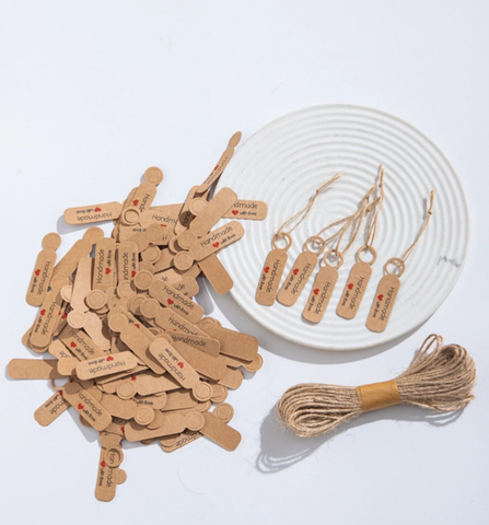 Tuoteripustinlappu ruskea narulla 100 kpl