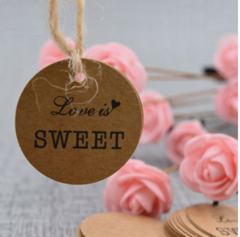 Korujen tuote ripustinlappu pyöreä Sweet 100 kpl 