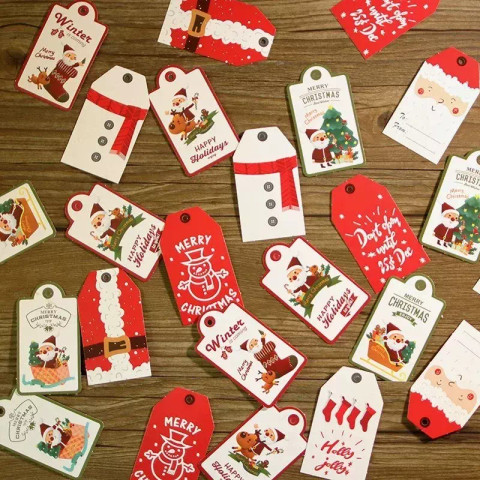 Joulu lahja paketin kartonki-laput narulla 200kpl lajitelma 0,03€ kpl