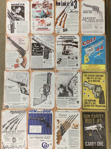 Tarjous!! Aseiden peltikylttejä 61 kpl  1,00€ kpl