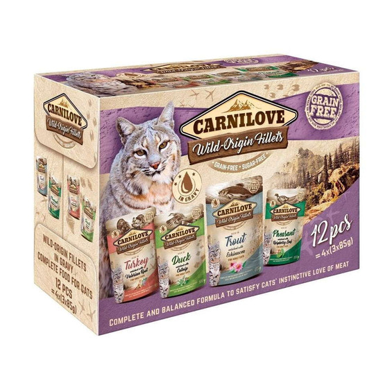 Carnilove Kissan märkäruoka fileinä kastikkeessa annospussi, 12 x 85 g