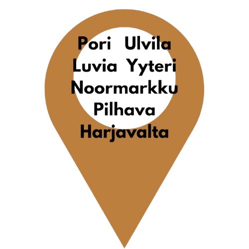 Pori, Luvia, Pomarkku, Ulvila, Yyteri, Noormarkku, Pihlava, Harjavalta
