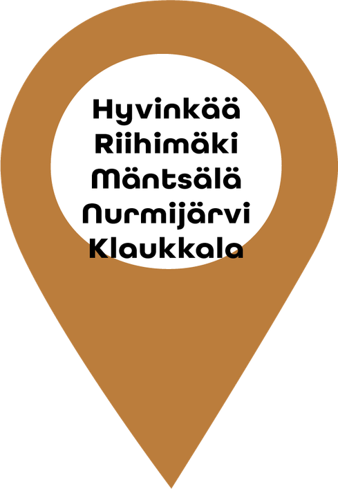 Hyvinkää, Riihimäki, Mäntsälä, Nurmijärvi, Klaukkala