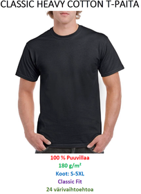 HEAVY COTTON T-PAIDAT (2-puoleinen painatus)
