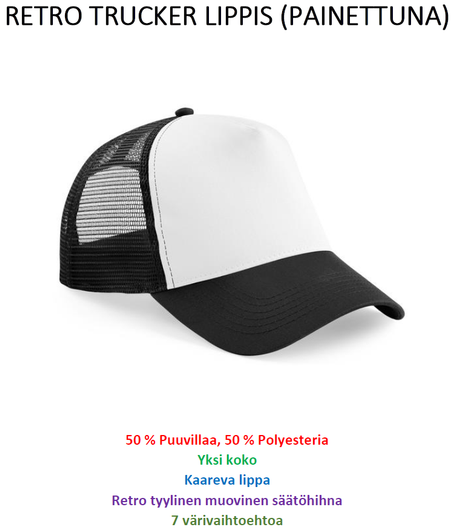 RETRO TRUCKER LIPPIKSET (painatuksella)