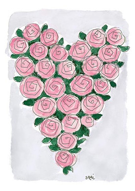 KORTTI, Sydän vaal.pun. ruusu, 2-osainen