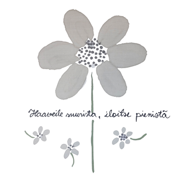 TYYNYNLIINA HAAVEILE SUURISTA, ILOITSE PIENISTÄ. HARMAA 50x60cm.