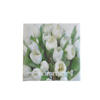 SERVETTI,  TULPPAANI 25x25 CM VALKOINEN