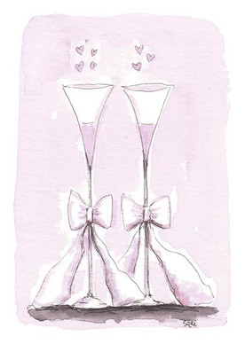 KORTTI, kaksi lasia ja rusetit, 2-osainen