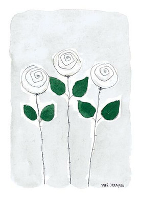 KORTTI, Onnittelut,  3 valk. ruusua, 2-osainen