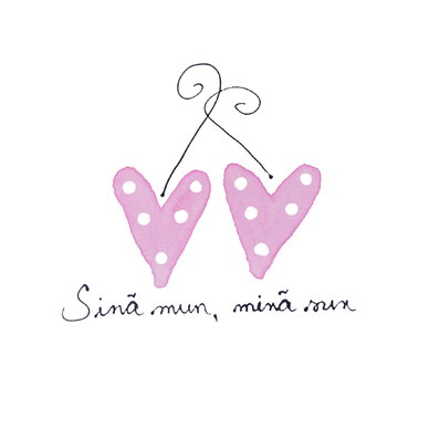 TYYNYNLIINA SINÄ MUN, MINÄ SUN. VAAL.PUN PIENET SYDÄMET, 50x60cm