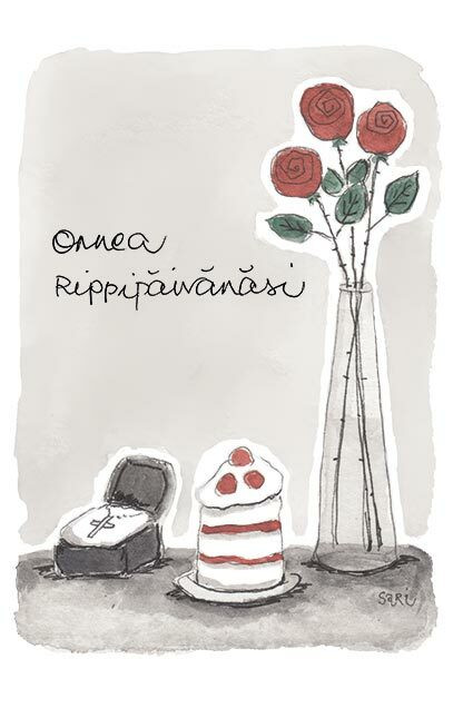 KORTTI, rippipäivänä, pun. ruusut ja kakku, 2-osainen