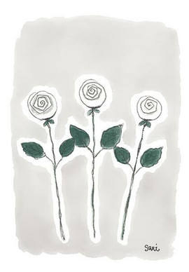 KORTTI, kolme ruusua harmaa, 2-osainen