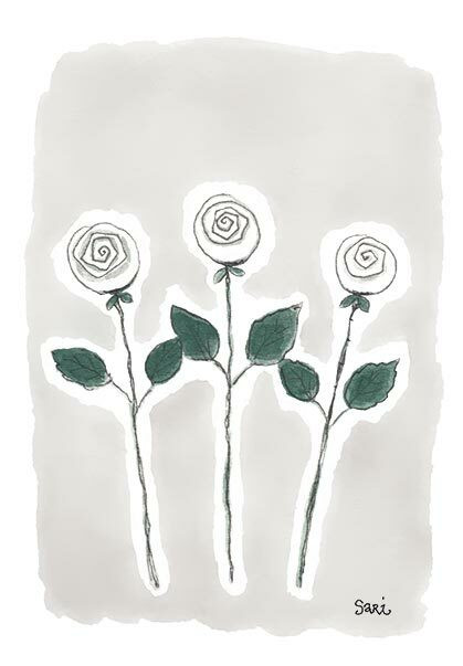 KORTTI, kolme ruusua harmaa, 2-osainen