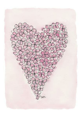 KORTTI, hortensiasydän,  vaaleanpunainen, 2-osainen