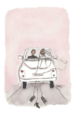 KORTTI, hääauto, vaaleanpunainen, 2-osainen