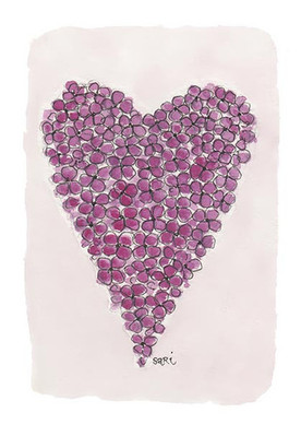 KORTTI, hortensiasydän,  purppura, 2-osainen