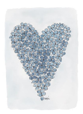 KORTTI, hortensiasydän,  vaaleansininen, 2-osainen