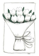 KORTTI,  valkoinen tulppaanikimppu, 2-osainen