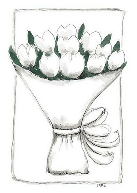 KORTTI,  valkoinen tulppaanikimppu, 2-osainen