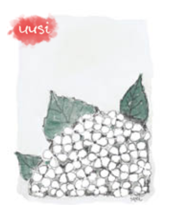 KORTTI, valkoinen hortensia, ONNEA, 2-osainen