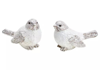 LINTU, VALKOINEN, 2 erilaista 9x6x5 cm