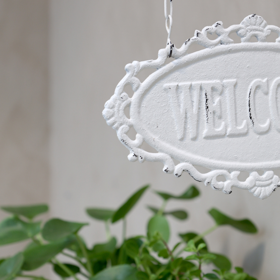 WELCOME-KYLTTI, TELINEESSÄ ANTIIKIN KERMANVALKOINEN 30,5 cm
