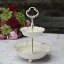 2-KERROKSINEN PYÖREÄ TARJOTIN, ANTIIKINVALKOINEN 25 cm