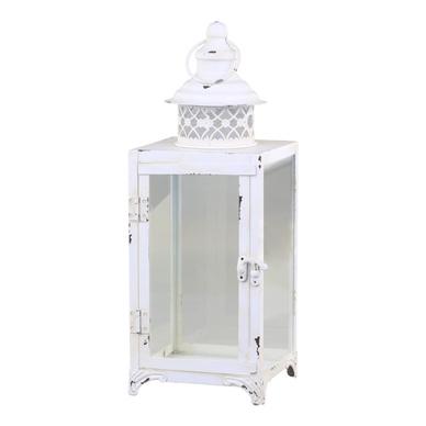 KYNTTILÄLYHTY, ANTIIKIN KERMANVALKOINEN 39 cm