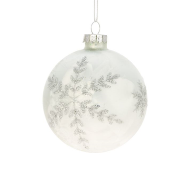 LASIPALLO, VALKOINEN JÄÄ/HOPEA KIDE 8 cm