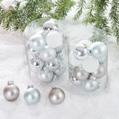 MINI JOULUPALLOT 16 kpl,  Hopeiset/valkoiset