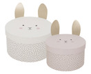 LAATIKKOSETTI PUPUNKORVILLA, BEIGE&VAALEANPUNAINEN Ø 23 ja 21 cm
