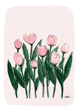 KORTTI, vaalenpunaisia tulppaaneja, 2- osainen