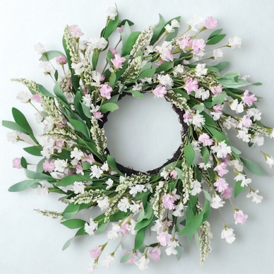 KUKKAKRANSSI, VALKOINEN/PINKKI Ø 50 cm