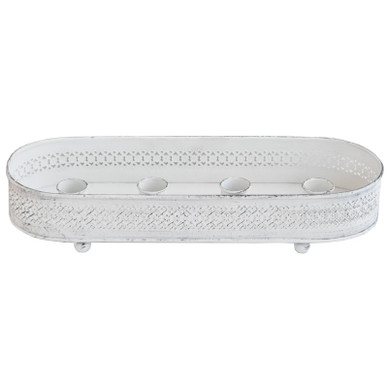 KYNTTILÄTELINE, RUSTIIKKINEN VALKOINEN 30x10,5x6 cm