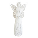 ENKELI JA KYYHKY, KULUTETUN VALKOINEN 10,5x5x17,5 cm