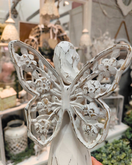 ENKELI JA KYYHKY, KULUTETUN VALKOINEN 10,5x5x17,5 cm