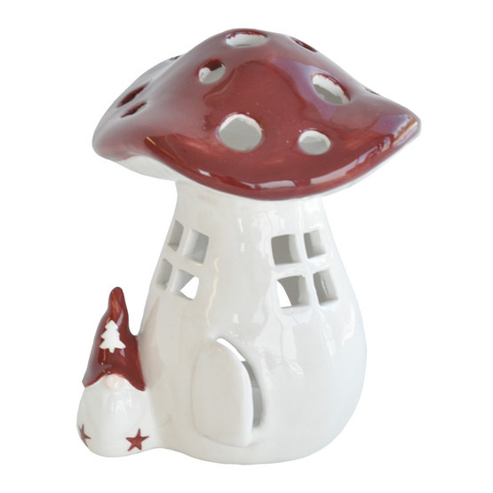 SIENILYHTY JA TONTTU, LÄMPÖKYNTTILÄLLE 12x11x15 cm