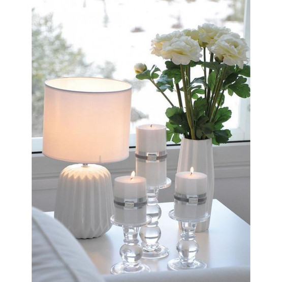 KYNTTILÄ, METALLIHOHDE VALKOINEN, 10 cm