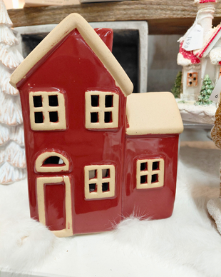 TALOLYHTY BEIGE-PUNAINEN 12x7,5x15,5 cm