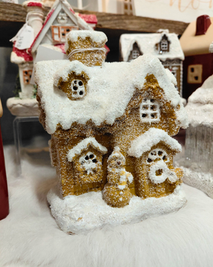 TALO LED-VALOLLA JA KIMALTEELLA, RUSKEA 10x8x14 cm