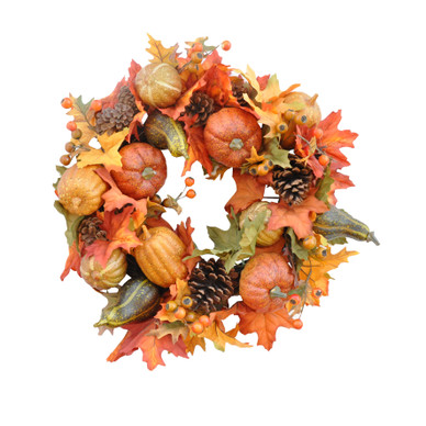 ISO SYYSKRANSSI KORISTEILLA JA LEHDILLÄ,  Ø 56 cm