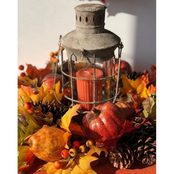 ISO SYYSKRANSSI KORISTEILLA JA LEHDILLÄ,  Ø 56 cm