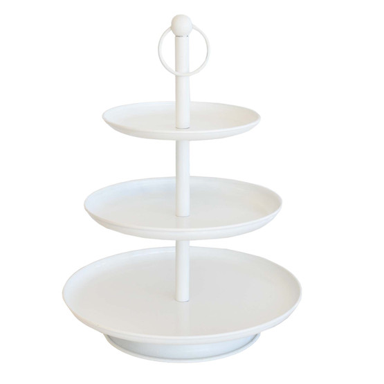 3-KERROSTARJOTIN VALKOINEN, METALLIA 28x28x33 cm