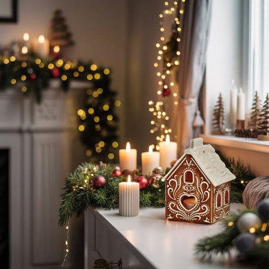 PIPARKAKKUTALO LED-KYNTTILÄLLE, ERI MALLEJA n. 8x9x6 cm