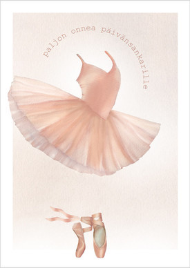 POSTIKORTTI A6, Ballerina-asu, Paljon onnea päivänsankarille